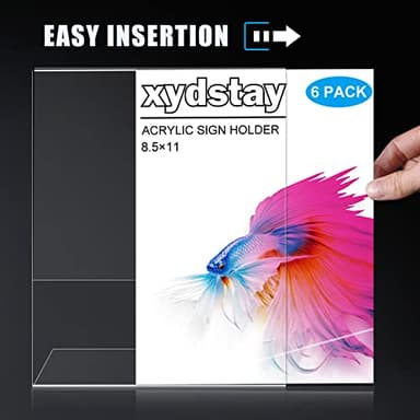xydstay 6pack 8.5x11 Acrylic, L Shape Clear Plastic, Menu Holder, Unbreakable Table sign holder for Restaurant, Office, School, Store and Home Use - Image 5