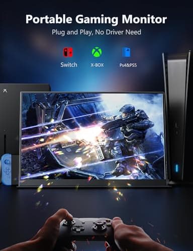 2.5K Portable Gaming Monitor, 18" 144Hz IPS Portable Laptop Monitor, Second Screen Dual USB C HDMI Computer Gaming Display with Speakers & Smart Cover, Travel Monitor for PC Phone PS4/5 Xbox Switch - Image 3