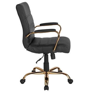 Flash Furniture Whitney Mid-Back Swivel LeatherSoft Desk Chair with Wheels, Padded Seat and Armrests, Adjustable Height Padded Office Chair, Black - Image 13