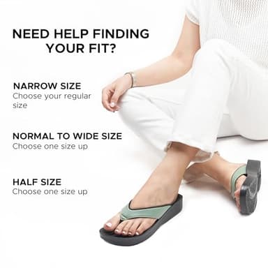 AEROTHOTIC Arch Support Flip Flops for women Stylish Cushioned Padded Straps with Soft Toe Post Slip on Footwear Dressy Travel Recovery Outdoor Comfortable Walking Sandals (Flumen Green, Size 7) - Image 3