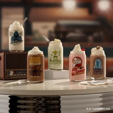 JoyJolt Star Wars Retro Vintage Collection 16.9oz Glass Tumblers - Featuring Darth Vader, R2D2, Yoda, Chewbacca, Red Leader, Jawa - Original Trilogy Drinkware, Set of 6 with Glass Straws - Image 8