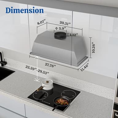 FIREGAS Range Hood Insert 30 Inch, 450 CFM Ducted/Ductless Convertible Built-in Kitchen Vent Hood, Stainless Steel Stove Hood with 3 Speed Exhaust Fan & Baffle Filters - Image 6