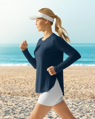 G4Free Women's Long Sleeve UV Shirts UPF 50+ Hiking Running Lightweight Athletic T-Shirt for Workout Gym(Navy,XL) - Image 5