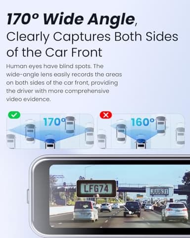 COOLCRAZY 4K Dash Cam Front, Built-in WiFi GPS, Dash Camera for Cars, 3.2" IPS Screen Dashcam with App Control, Free 32G Card, 170°Wide Angle, 24H Parking Mode, WDR, Night Vision, G-Sensor - Image 6