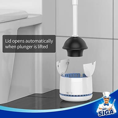 MR.SIGA Toilet Plunger with Holder, Heavy Duty Toilet Plunger and Holder Combo for Bathroom Cleaning, White - Image 3