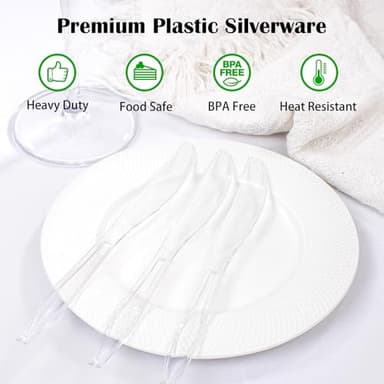 Liacere 360PCS Clear Plastic Knives Disposable - Heavy DutyBPA-Free - Heat Resistant, Solid and Durable Disposable Knives Bulk, Premium Plastic Knives Heavy Duty for Party Supply - Image 3