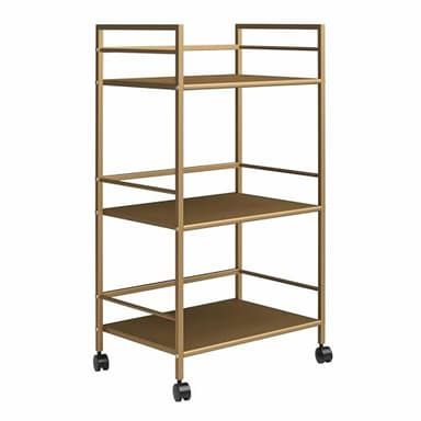 Novogratz Helix Small Bar Cart for the Home, 3 Tier Rolling Cart With Wheels, Kitchen Cart with Storage for Beverages and Wine, Gold - Image 1