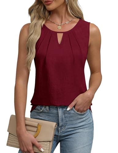 Blooming Jelly Womens Summer Tank Top Sleeveless Business Casual Outfits Spring Dressy Work Shirts 2025 M, Berry Red - Image 1