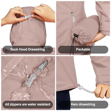 33,000ft Packable Rain Jacket Women Lightweight Waterproof Raincoat with Hood Cycling Bike Jacket Windbreaker - Image 5