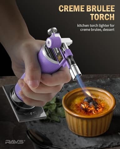 RAVS Butane Torch, 2 Flame Mode Soldering Torches, Kitchen Torch with Adjustable Flame, Industrial Soldering Torches for DIY, Brazing, Welding, Resin Art, Purple Mini Torch, Butane not Include - Image 2
