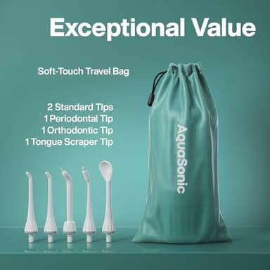 AquaSonic Water Flosser - Cordless Rechargeable Water Flossers for Teeth Cleaning - Waterproof Aqua Flosser, Portable Oral Irrigator for Dental Cleaning with 5 Jet Tips – Braces Home Travel - Image 6