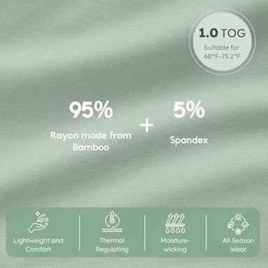 Yoofoss Rayon Made from Bamboo Baby Sleep Sack 0-6 Months 1.0 Tog Baby Wearable Blanket, Super Soft Infant Toddler Sleeping Sack 2-Way Zipper - Image 4