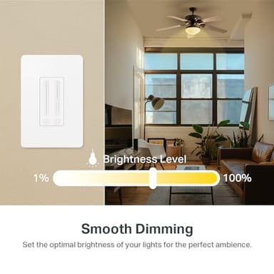 Kasa Smart Ceiling Fan Control & Dimmer Switch | Adjustable 4-Speed Fan & Brightness Control | Works w/Apple HomeKit, Alexa & Google Home | 2.4G Wi-Fi Only, Single Pole, Neutral Wire Required | KS240 - Image 5
