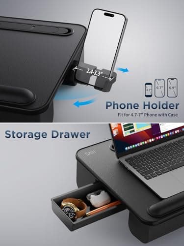 SAIJI Lap Desk with LED Light, Portable Laptop Tray with Cushion - Fits Up to 17" Laptops & MacBook, Lap Table Stand for Bed and Couch, Lap Desk for Writing and Reading - Image 7