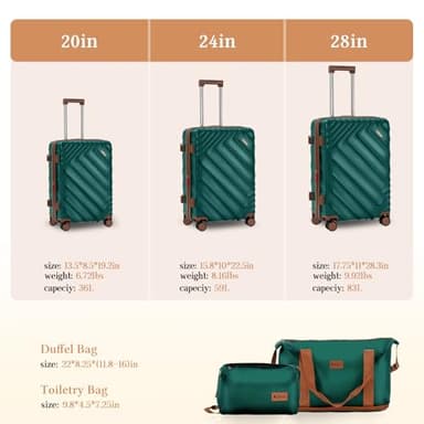 Rosamo 5 piece Luggage Set Expandable Suitcase 22x14x9 Airline Approved Carry on, ABS Hard Case Suitcases with Spinner Wheels, TSA Lock, Durable Waterproof Travel Set (Dark Green) - Image 7