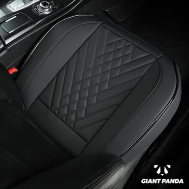GIANT PANDA Premium PU Leather Front Car Seat Cover Protector Anti-Slip Bottom Seat Cover Fits 95% of Vehicles, Wrapping Around The Bottom (1 Pack - Black) - Image 2