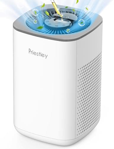 Priestley Small Air Purifiers for Home Bedroom Dorm Office Desktop, 20dB Quiet 3-in-1 HEPA Air Purifier with Essential Oil Diffuser, Air Filters Smoke, Allergies, Pet Dander, Odor, Dust - Image 1