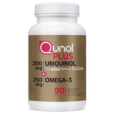 Qunol Plus Ubiquinol Coq10 200mg with Omega 3 250mg Extra Strength Antioxidant (Bovine Version), 90 Count - Image 1