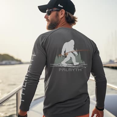Palmyth Fishing Shirts for Men Long Sleeve UPF 50+ T Shirt Sun Protection Tee (Charcoal/Bigfoot Fishing, 2XL) - Image 3
