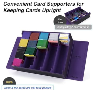 Venssu 5 Row Trading Card Storage Box With Dual-Function Playmat Lids, 3800+ Mtg Deck Box With 24 Colorful Divider Tabs, Compatible with Magic Cards (Black and Purple) - Image 4