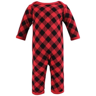 Hudson Baby Unisex Baby Thermal Coveralls 2pk, Buffalo Plaid Leopard, 6-9 Months - Image 3