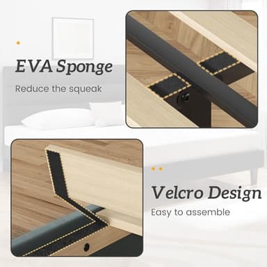 Fluest King Bed Frame, Platform Bed with Velvet Upholstered Headboard, No Box Spring Needed, Sturdy Metal Support, Noise Free, Easy Assembly, Mattress Foundation, Modern Bedroom Furniture, Grey - Image 6