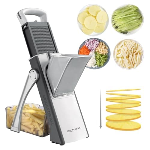 SupMaKin Upgrade Safe Mandoline Slicer, Multi Vegetable Chopper, Potato Slicer, Vegetables Slicer Onion Chopper Fry Cutter, Kitchen Chopping Artifact (GrayWhite) - Image 1
