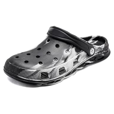 HOBIBEAR Unisex Garden Clogs Shoes Slippers Sandals for Men (Black and White,Women 8.5/Men 7) - Image 2