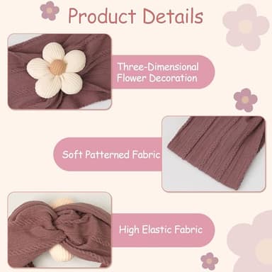 CÉLLOT Baby Flower Headbands Baby Girls Nylon Headbands Baby Essentials Stretchy Hairbands Handmade Hair Accessories for Newborn Infant Toddlers Kids (Pink,Cameo,Salmon) - Image 3