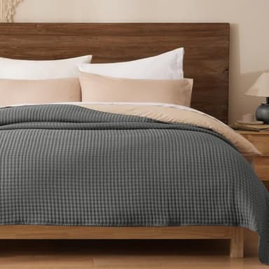 PHF Muslin Blanket King Size-Ultra Soft 50% Lyocell & 50% Cotton Blanket, Lightweight Breathable and Moisture Absorption Bedding, Cozy Woven Decor for All Season, 104"x90", Iron Gate - Image 1