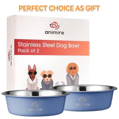 Stainless Steel Metal Dog Bowl Set of 2, Animire Nonslip Dog Water and Food Bowl, Easy to Clean, Each Holds 3.8 Cup - Image 8