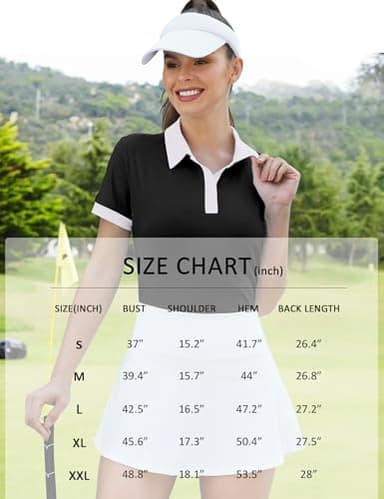 LOMON Black Polo Shirts for Women Constrast Collared Shirt Quick Dry Athletic Top Lightweight Short Sleeve Tennis Cloth XL - Image 4
