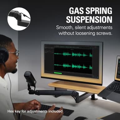 Elgato Wave Mic Arm Pro - 360° Rotatable Low Profile Gas Spring Microphone Arm, Works Mics/Shure SM7B/HyperX QuadCast/Rode/Blue Yeti & More – for Broadcasting/Podcasting/Streaming - Image 5