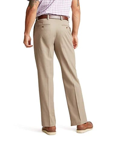 Dockers Men's Relaxed Fit Signature Khaki Lux Cotton Stretch Pants-Pleated, Timberwolf, 34W x 32L - Image 3