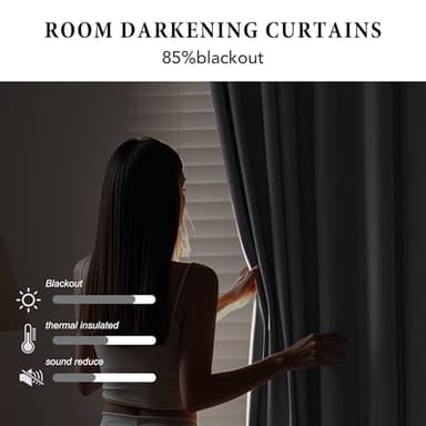 RYB HOME Extra Wide Room Divider Curtains with Flexible Silent Track, Blackout Floor to Ceiling Curtains with Hooks for Bedroom/Living Room/Basement Ceiling&Wall Mount, Grey, W120 x L96, 1 Panel - Image 2