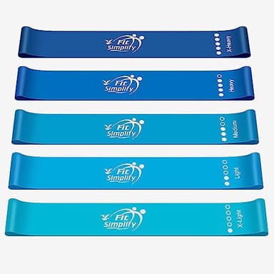 Fit Simplify Resistance Loop Exercise Bands with Instruction Guide and Carry Bag, Set of 5 - Image 2