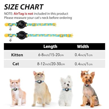 azuza AirTag Cat Collar Breakaway, Integrated Cat Collar with Air Tag Holder Safety Lightweight GPS Tracker Holder for Cats, Lemon, Cats (8-12inch) - Image 6
