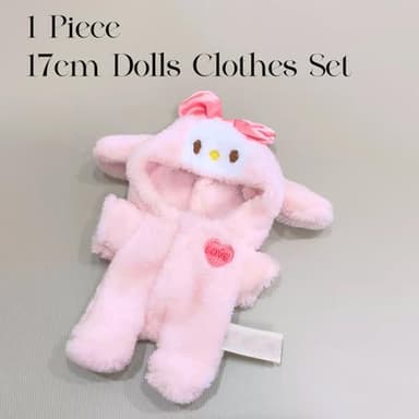 WEIRAN 17cm Doll Clothes, Pink Outfits for Clothes Set, Cute Dolls Pjs Accessories Designer, Faking Animal Style Outfit Jumpsuit (Bunny Pink) - Image 2