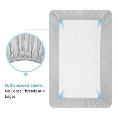 TILLYOU Baby Crib Sheets for Boys Girls, Fitted Crib Sheet 2 Pack for Standard Crib and Toddler Mattresses, Super Soft Toddler Bed Sheets, 28"x52"x8", White & Gray - Image 6