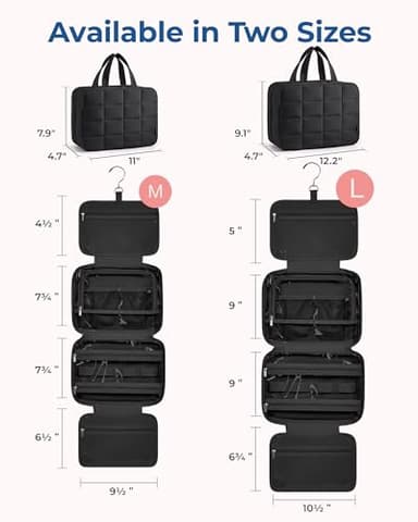 BAGSMART Travel Toiletry Bag with Jewelry Organizer, Hanging Travel Bag for Toiletries, Puffy Makeup Cosmetic Bag Organizer, Carry-on Travel Accessories Essentials, Black-L - Image 6