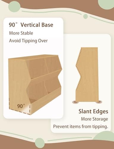 DINZI LVJ Kids Bookshelf, Toy Storage Organizer, Wooden Toy Storage Cabinet, 4 Cubby Children Bookcase, 43.3" L Toddler Book Shelf for Bedroom, Nursery, Hallway, School, Natural - Image 8