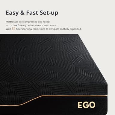EGOHOME 14 Inch King Size Memory Foam Mattress for Back Pain, Cooling Copper Gel Bed in a Box, Foam Made in USA, CertiPUR-US Certified, Therapeutic Medium Firm, 76x80x14 Black - Image 6