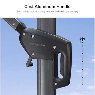 PURPLE LEAF Patio Umbrella with Base 10 Feet Outdoor Cantilever Square Umbrella Aluminum Offset Umbrella with 360-degree Rotation for Garden Deck Pool Patio, Navy Blue - Image 3