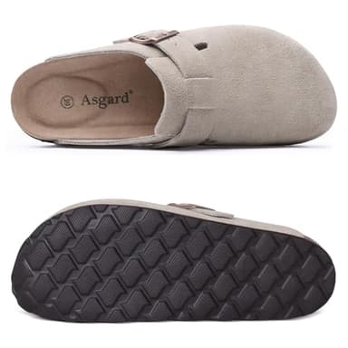 Asgard Women's Suede Clogs Leather Mules Arch Support Potato Shoes with Comfort Cork Footbed Grey 39 (Size 7.5-8) - Image 3