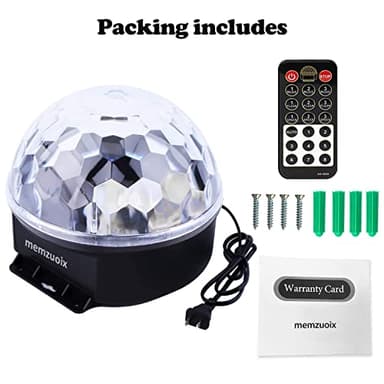 memzuoix Disco Ball Dj Strobe Light with 6 Colors, Sound Activated Big-Size Magic Stage Party Light with Remote Control, Halloween Decorations Bar Wedding Home Club (7'' Big Size) - Image 6