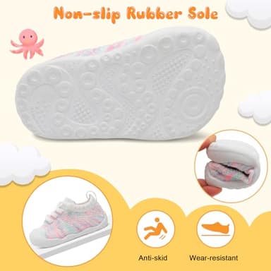 JIASUQI Toddler Shoes for Boys Girls Socks Shoes for Infant Baby Slip on Colorful White 12-18 Months - Image 4