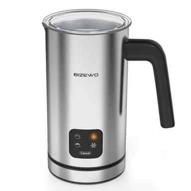 BIZEWO Milk Frother Electric, Warm and Cold Milk Steamer, 4 IN 1 Automatic Milk Warmer Stainless Steel with Touch Screen for Coffee, Latte, Macchiato, Cappuccino, Hot Chocolate - Image 8