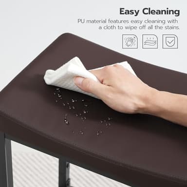 HOOBRO Bar Chairs, Set of 2 Counter Height Saddle Stools with Curved Surface, 24.8 Inches, 2.4" Thick Upholstery, for Kitchen and Dining Room, Brown and Black BC10BY01 - Image 9