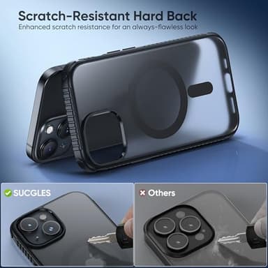 SUCGLES for iPhone 15 Case with MagSafe [Ultra Strong Magnetic] [12FT Military Drop Protection] [Soft Non-Slip Grip] Translucent Matte Slim Thin Phone Cover 6.1" for Apple iPhone15, Black - Image 7
