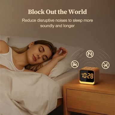 Housbay Wooden Sound Machine Alarm Clock for Bedrooms - Gentle Wake-Up with Birdsong, White Noise for Sleeping, Small Digital Clock for Phone-Free Routine - Image 4